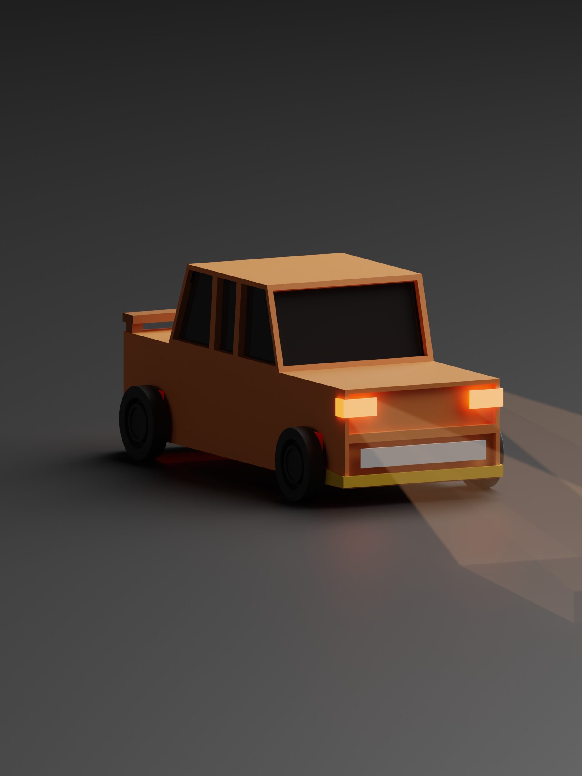 a small car with a bright light coming out of it